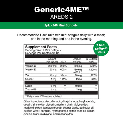 Generic4ME AREDS 2 SoftGels – 240 Mini Softgels for Eye Health Support