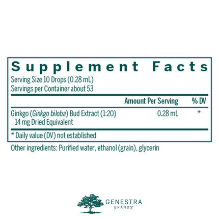 Genestra Brands Ginkgo Bud | Herbal Supplement 0.5 fl oz