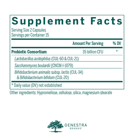 Genestra Brands HMF Travel - Shelf-Stable Probiotics for GI Health - 30 Capsules