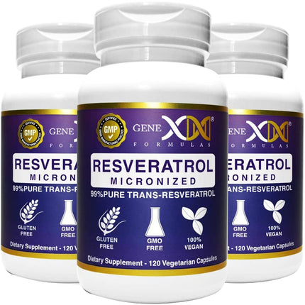 Genex Formulas 99% Micronized Trans-Resveratrol 1000mg + BioPerine, 120 Capsules