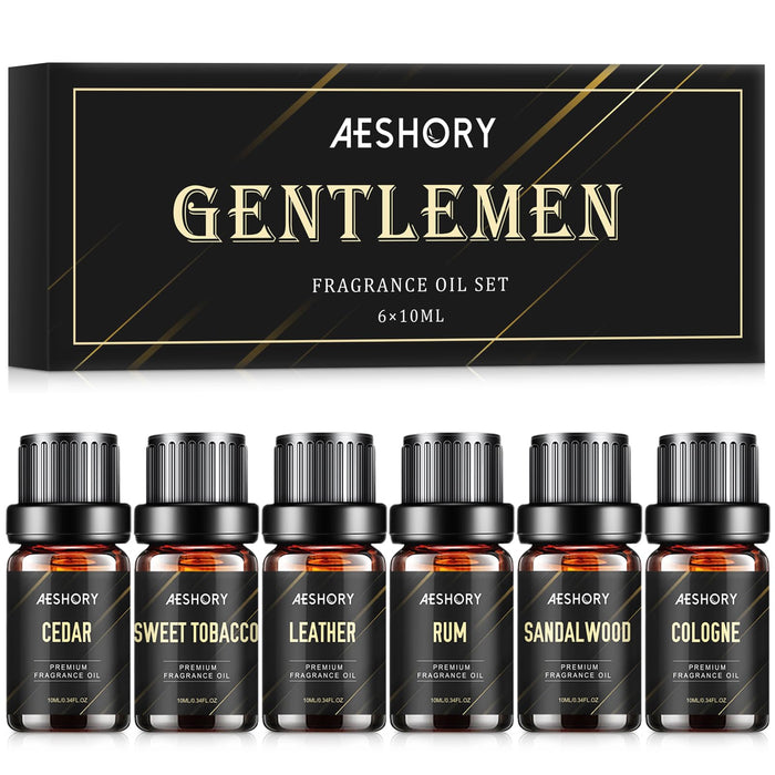 Gentlemen's Essential Oils Set – 6x10ml Fragrance Oils for Candle & Diffuser