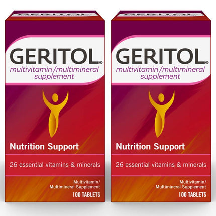Geritol Multivitamin with 26 Essential Vitamins & Minerals – 100-Count Bottles (Pack of 2)