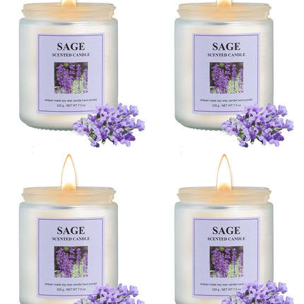 GITRANG 4 Pack Sage Candle Set – 30 oz, 200 Hour Home Aromatherapy Soy Candles