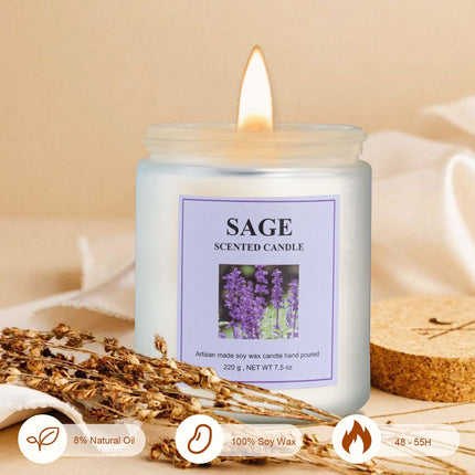 GITRANG 4 Pack Sage Candle Set – 30 oz, 200 Hour Home Aromatherapy Soy Candles