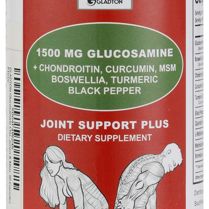 GLADTON Joint Support – Glucosamine, Chondroitin, MSM, Turmeric (90 Capsules)