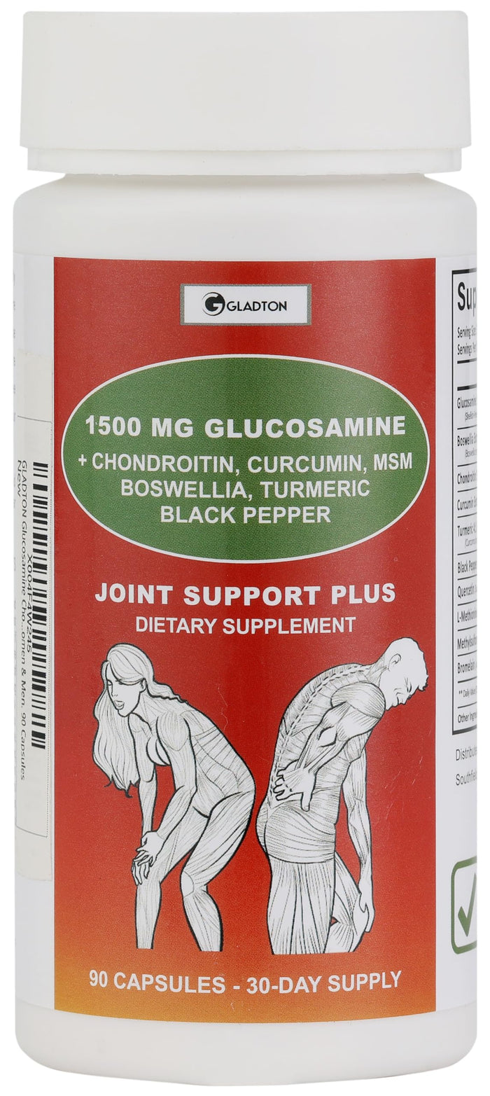 GLADTON Joint Support – Glucosamine, Chondroitin, MSM, Turmeric (90 Capsules)