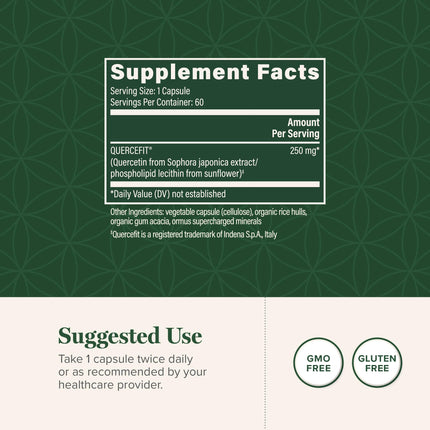 Global Healing Center Quercetin 250 mg Supplement with QuerceFIT – Immune Support, 60 Capsules