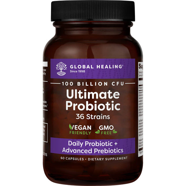 Global Healing Center Ultimate Probiotic Blend with Prebiotics — 100 Billion CFU, 60 Capsules