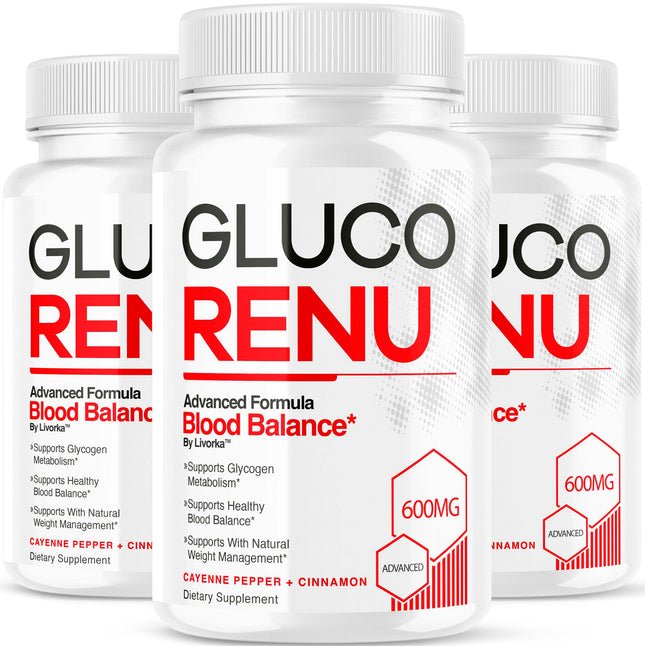 (3 Pack) Gluco Renu Capsules – Premium GlucoRenu Supplement, 90 Capsules