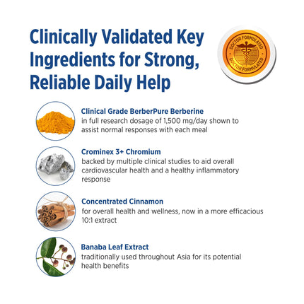 DOCTORS' PREFERRED GlucoGold with Berberine, Cinnamon, Chromium & Banaba Leaf – 90 Tablets