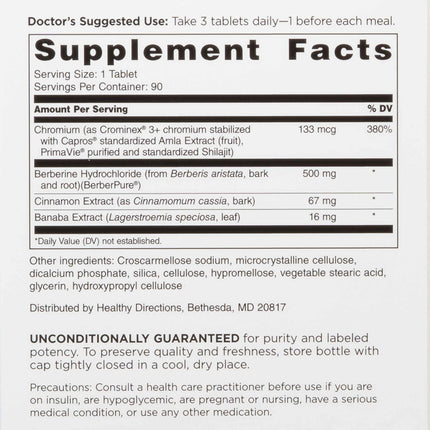 DOCTORS' PREFERRED GlucoGold with Berberine, Cinnamon, Chromium & Banaba Leaf – 90 Tablets