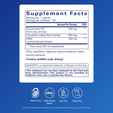 Pure Encapsulations Glucosamine Chondroitin with MSM – Joint Health Support, Gluten-Free & Non-GMO – 120 Capsules