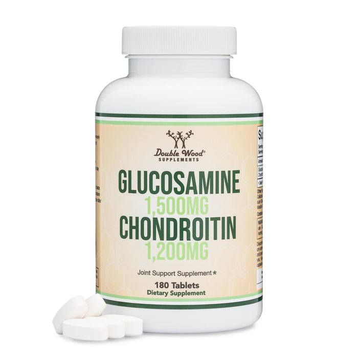 Glucosamine Chondroitin Triple Strength 1500/1200mg – 180 Tablets | Gluten Free, Non-GMO | Double Wood