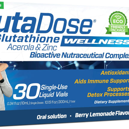 GlutaDose Liquid Glutathione – Lemon Berry Acerola + Zinc, 30 Doses