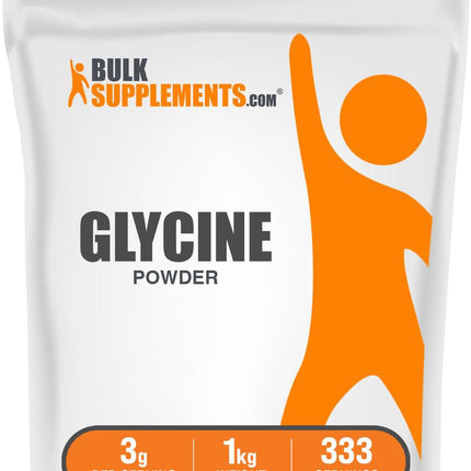 Glycine Powder - Unflavored, Gluten Free | BulkSupplements.com 1kg (2.2 lbs)