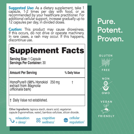 EcoNugenics HonoPure Magnolia Bark Extract – 98% Honokiol | Brain Function, Sleep & Mood Support