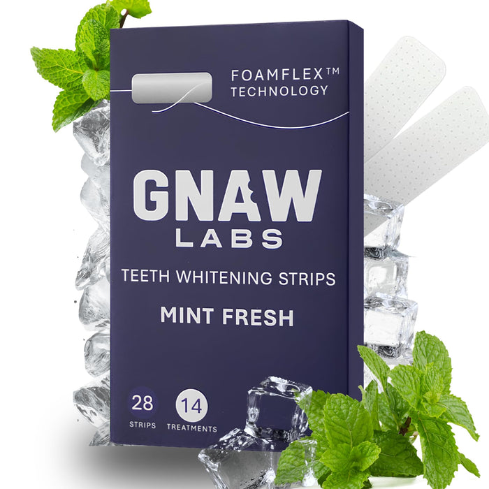 GNAW LABS Teeth Whitening Strips for Men – Mint Fresh, 14 Treatments | FoamFlex