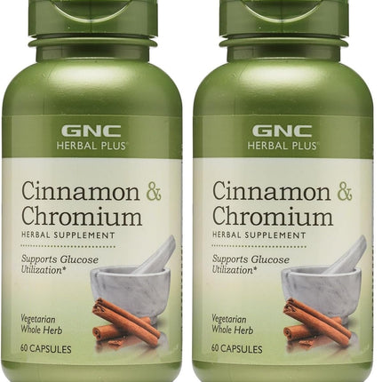 GNC Herbal Plus Cinnamon & Chromium – Vegetarian, 30 Servings (Pack of 2)