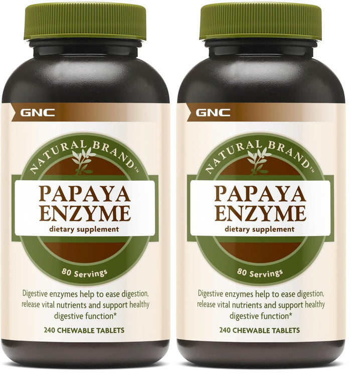 GNC Papaya Enzyme - Digestive Support, 240 Tablets (Pack of 2)