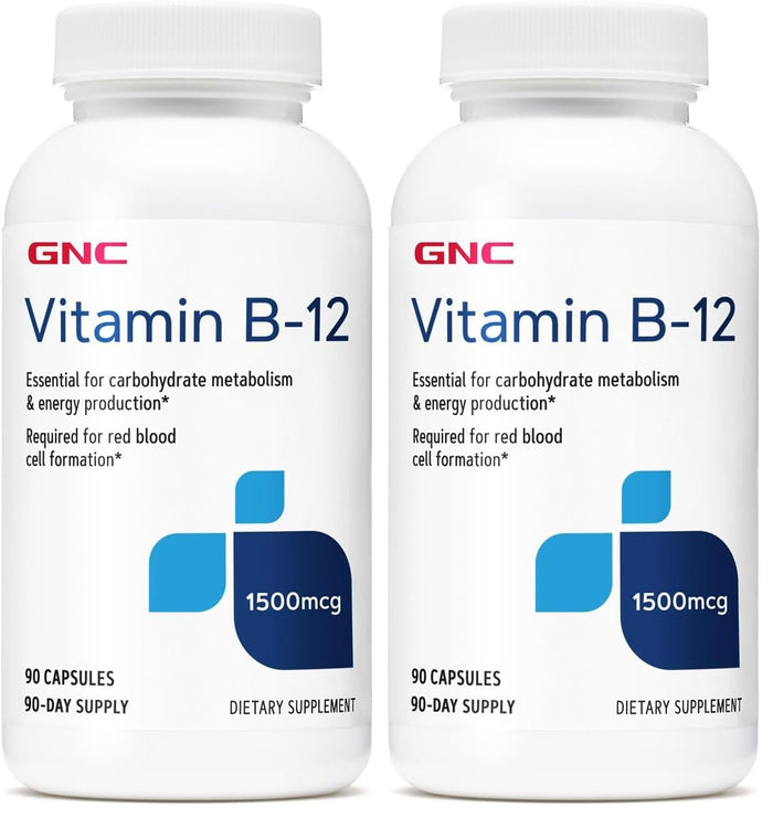 GNC Vitamin B-12 1500mcg - 90 Capsules (Pack of 2) | Energy Production