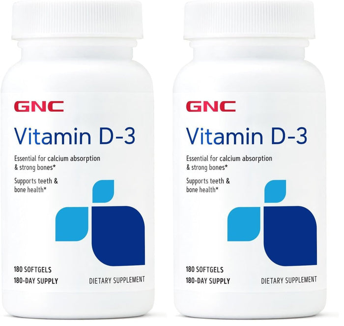 GNC Vitamin D3 50 mcg Supplement – Supports Teeth & Bone Health | 180 Servings (Pack of 2)