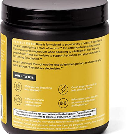 Perfect Keto Exogenous Ketones Powder – Vanilla, BHB Salts, Electrolytes, Caffeine Free – 6.7 oz