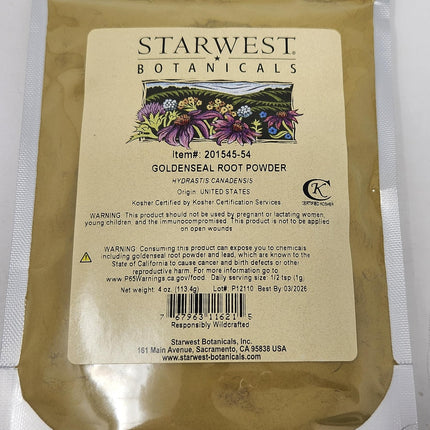 Goldenseal Root Powder Wildcrafted - 4 Oz (113 g) | Starwest Botanicals