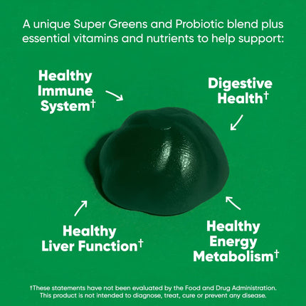 Goli Supergreens Gummies with Probiotics – Artichoke Leaf, Spirulina & Kale | Vegan, Gluten-Free, Non-GMO – 60 Count (5 Pack)