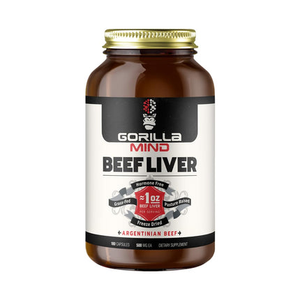Gorilla Mind Grass-Fed Argentinian Beef Liver - Freeze-Dried Multivitamin Capsules (1 Oz)