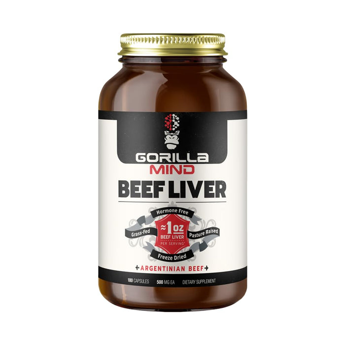 Gorilla Mind Grass-Fed Argentinian Beef Liver - Freeze-Dried Multivitamin Capsules (1 Oz)