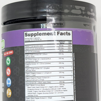Organic Immune Support with PAU D'Arco, Garlic, Cayenne Pepper, Oregano, Ginger & More | Clean Nutra