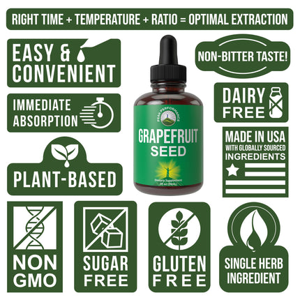 Grapefruit Seed Extract Liquid Drops – Zero Sugar, Vegan GSE for Immune & Digestive Support