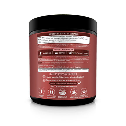Wholesome Wellness Multi Collagen Powder – Grass-Fed Type I II III V X