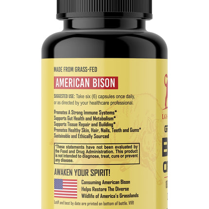 Grass Fed Bison Organ Supplement – Liver, Heart & Kidney | Non-GMO | 180 Capsules
