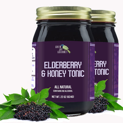 Green Jay Gourmet Elderberry Tonic – All Natural Immune Support (2 x 22 oz)
