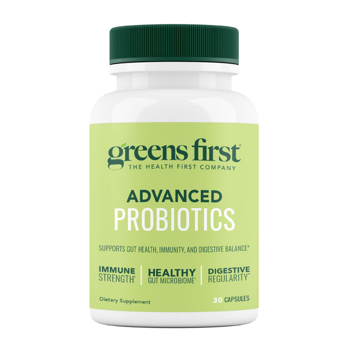 Greens First Probiotics - 20 Billion CFU, FOS Soluble Fiber - Gut Health, Skin Support - 30 Servings