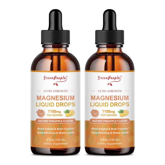 GREENPEOPLE 17-in-1 Magnesium Drops – Pineapple Flavor, 2 Pack, 4 oz
