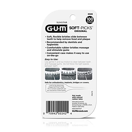 GUM Soft-Picks Original – Disposable Interdental Brushes with Carry Case (100 Count)