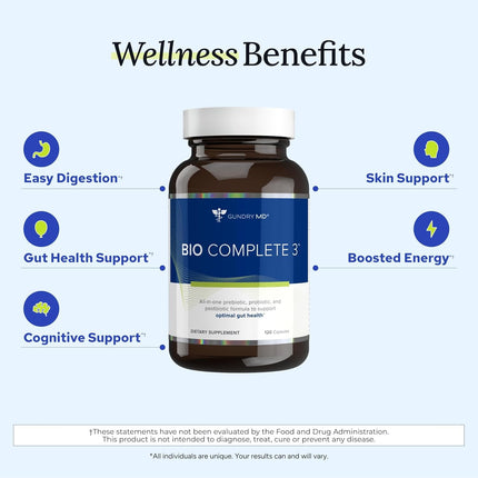 Gundry MD Bio Complete 3 — 3-in-1 Prebiotic, Probiotic, Postbiotic for Gut Health (90-Day Supply)
