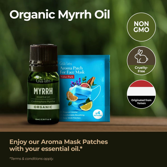 Gya Labs Organic Myrrh Essential Oil - 0.34 fl oz | Skin, Hair, Diffuser, Aromatherapy & DIY Candle Making Scents