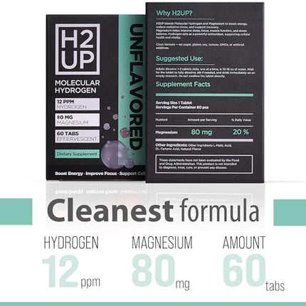 H2UP™ Sugar-Free Molecular Hydrogen Tablets – 60 Count, 12 PPM Hydrogen