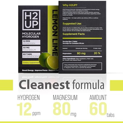 H2UP Sugar-Free Hydrogen Tablets – 60 Count | 12 PPM Hydrogen with Magnesium