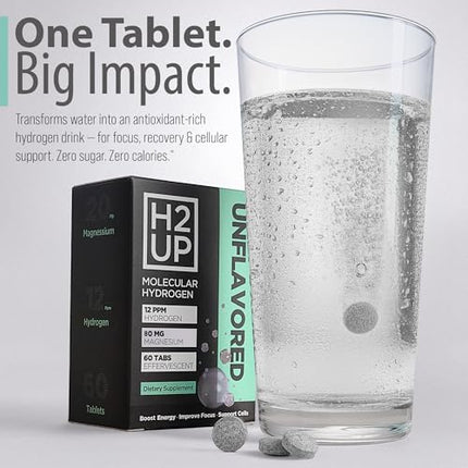 H2UP™ Sugar-Free Molecular Hydrogen Tablets – 60 Count, 12 PPM Hydrogen