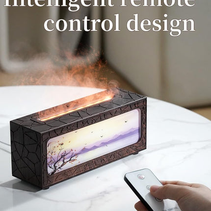 HapIntlNex Essential Oil Diffuser Ultrasonic Fireplace Flame | Auto Shut-Off | 7-Color LED
