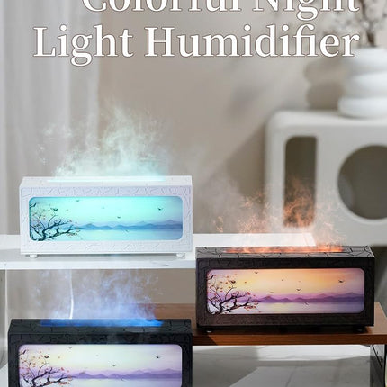 HapIntlNex Essential Oil Diffuser Ultrasonic Fireplace Flame | Auto Shut-Off | 7-Color LED