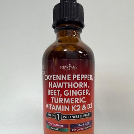 Cayenne Pepper Liquid Drops with Hawthorn Berry, Vitamin D3 K2 – 6oz