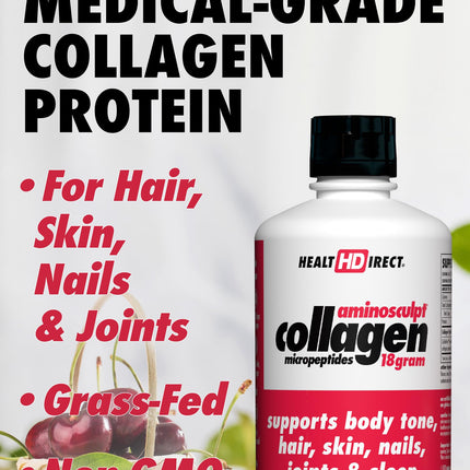 HEALTH DIRECT AminoSculpt Sugar-Free Liquid Collagen – Tart Cherry, 30 oz