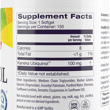 Healthy Origins Ubiquinol 100 mg – Kaneka QH, Non-GMO, Gluten Free, 150 Softgels