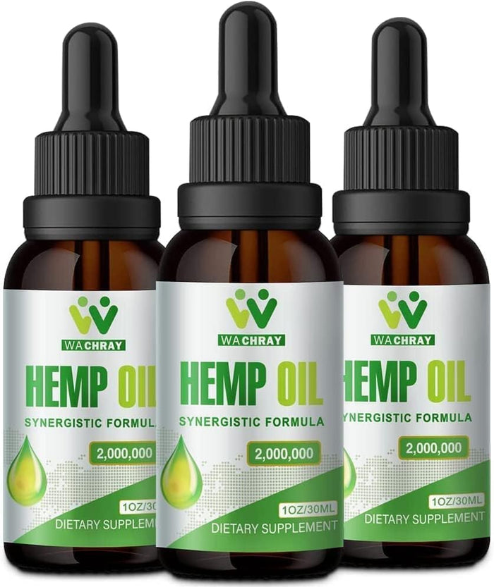 Hemp Oil Drops (3 Pack) High Potency – Focus Calm & Mood | CO2 Extracted, Vegan, Non-GMO