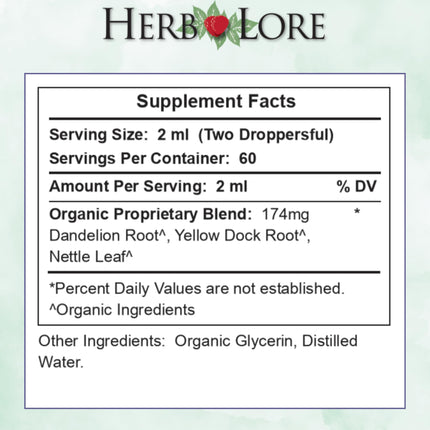 Herb Lore Iron Tonic - Organic Liquid Iron Drops for Kids & Women (4 fl oz) - Plant-Based & Vegan